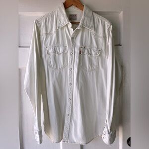 Levis White Western Shirt Large
